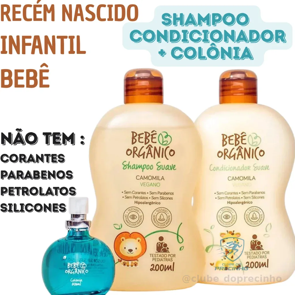 Kit Banho Shampoo + Condicionador + Colônia Sem Álcool -Recém Nascido -Bebê -Infantil - Sem lagrimas Shopee