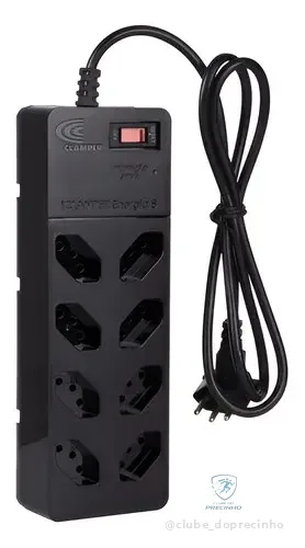 Filtro De Linha Com Dps Iclamper Energia 8 Tomadas Régua Com Tecnologia Lcf Preto 127/220v