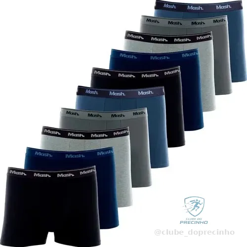 Kit De 10 Cuecas Boxer Mash Algodão Box Confortável Original