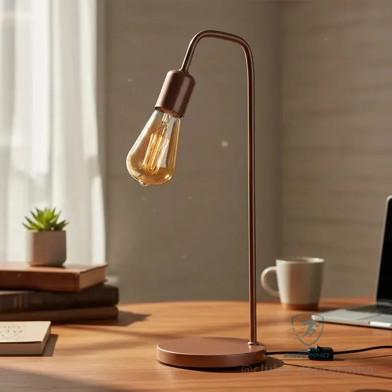 Luminária De Mesa Abajur L Bivolt Ideal P/  Sala Quarto Escritorio Retro Hotel Industrial Moderno Shopee