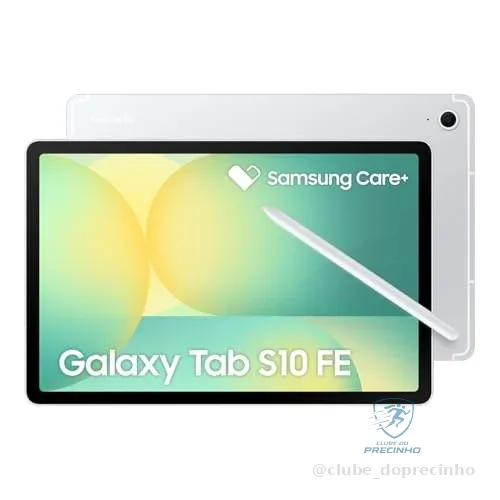 Tablet Samsung Galaxy Tab S10 FE, Prata, 128GB, 8GB RAM, Tela Imersiva de 10.9" 90Hz, Camera Traseira de 13MP, Câmera Frontal de 12MP Ultra Wide, Wifi 6, IP68, Android 15