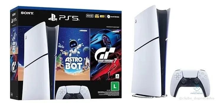 Console PlayStation 5 Slim Digital Pacote Astro Bot e Gran Turismo 7 Branco Mercado Livre