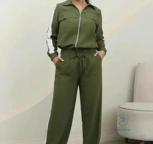 Conjunto De Frio Feminino Jaqueta E Calça Listrada Sensorial Mercado Livre