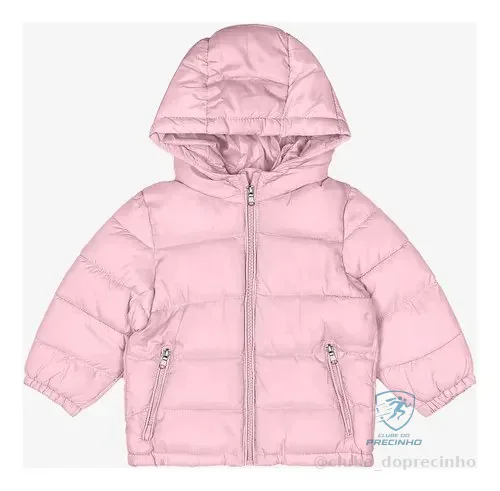 Jaqueta Puffer Infantil Com Capuz Trick Nick Rosa