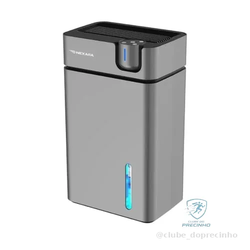 Desumidificador Portátil Cinza, Filtro Removível, para Quarto, Banheiro, Sala de Estar e Closet