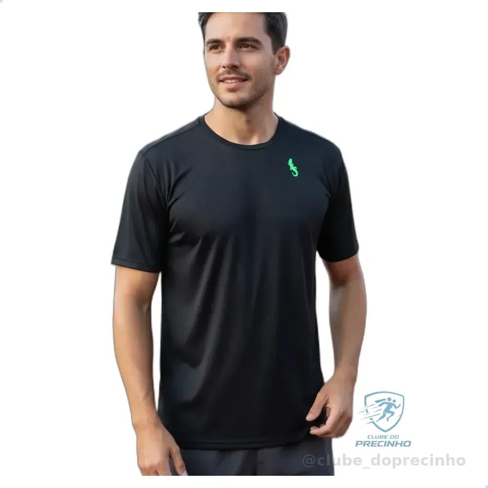 Camiseta Esportiva Masculina Dry Fit Com Proteção Uv Black Preto Kupaa 