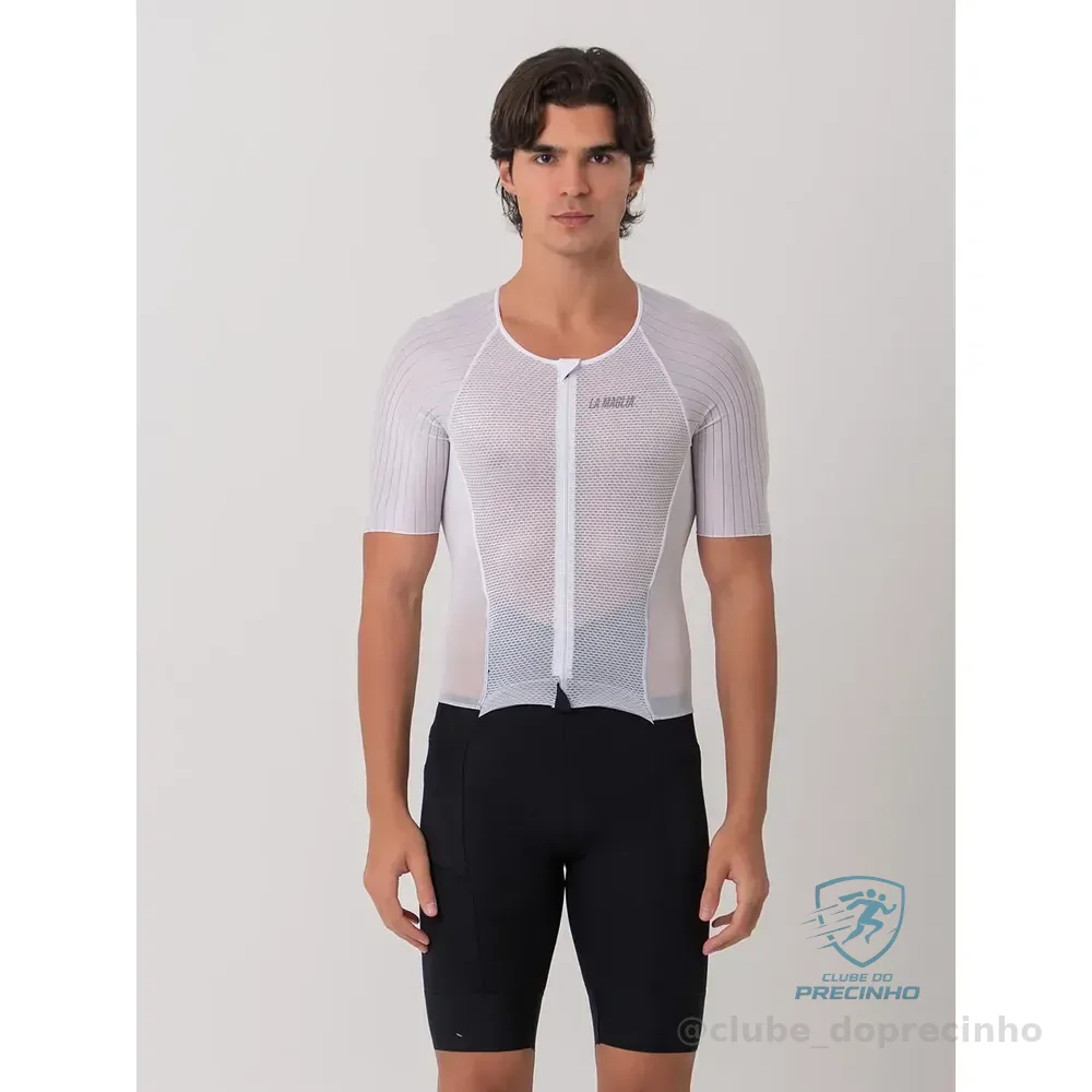 Macaquinho Triathlon Masculino Manga Curta - La Maglia Branco