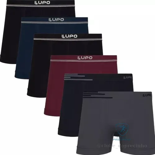 Kit 6 Cuecas Lupo Boxer Box Sem Costura Basic Microfibra