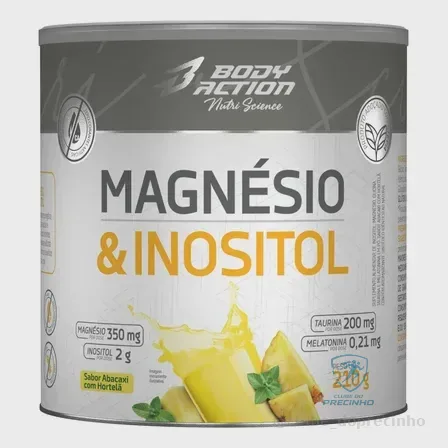 Magnésio e Inositol Taurina Melatonina 210g BodyAction - Sabor Abacaxi com Hortelã Mercado Livre