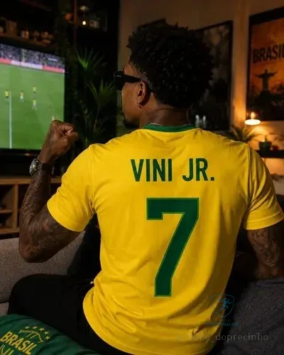 Camiseta Vini Jr. Brasil Dry Fit Copa 2026 Lançamento Amarelo G