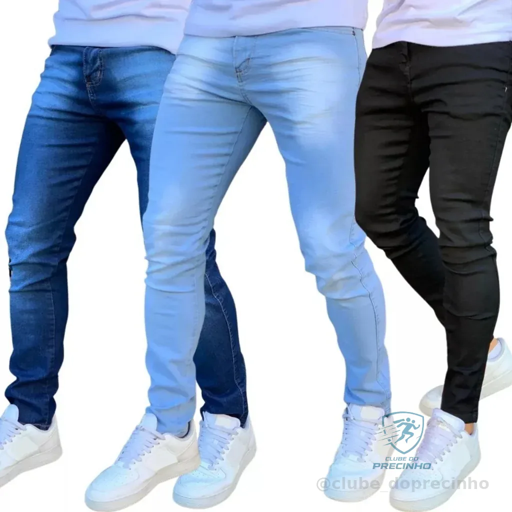 Kit Calças Jeans Masculina Skinny tecido de alta qualidade grosso direto da fabrica NF Shopee
