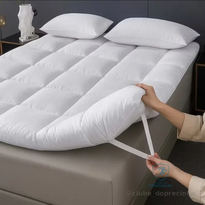 Pillow top cama solteiro, casal, Queen e king box protetor de colchão Toque de pluma 400 fios. Shopee