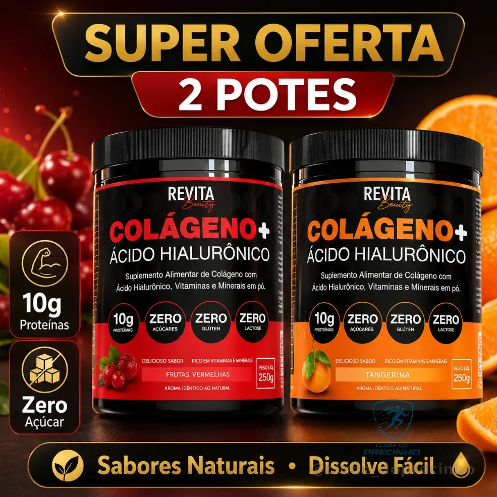 Colágeno + Ácido Hialurônico Zero Açúcar e Verisol - Revita Beauty | 3 Sabores Natural Pote de 250g Shopee