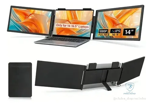 Monitor Portátil 14 Ips Fhd 1080p 3 Monitor Externo Ips Preto 127/220v