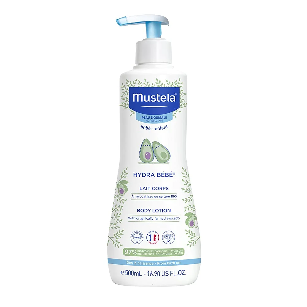 Mustela Hydra Bebê 500ml - Hidratante Infantil Corpo e Rosto - Feito com 97% de Ingredientes de Origem Natural e Hipoalergênico