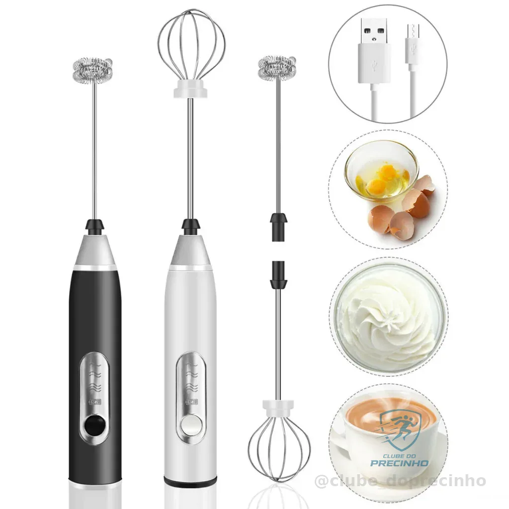 Mini Mixer Portátil, Misturador de Bebidas, Espumador de Leite e Café, Batedor de Ovo, USB, AVIBES Shopee