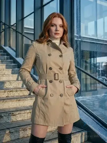 Casaco Sobretudo Feminino Trench Coat Clássico Acinturado Bege G