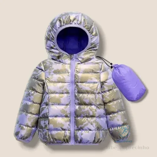 Bobojaco Bomber Infantil Ratinho Nylon Capuz Outono Inverno Lilás Camuflada C/ Saquinho 3-4 Anos