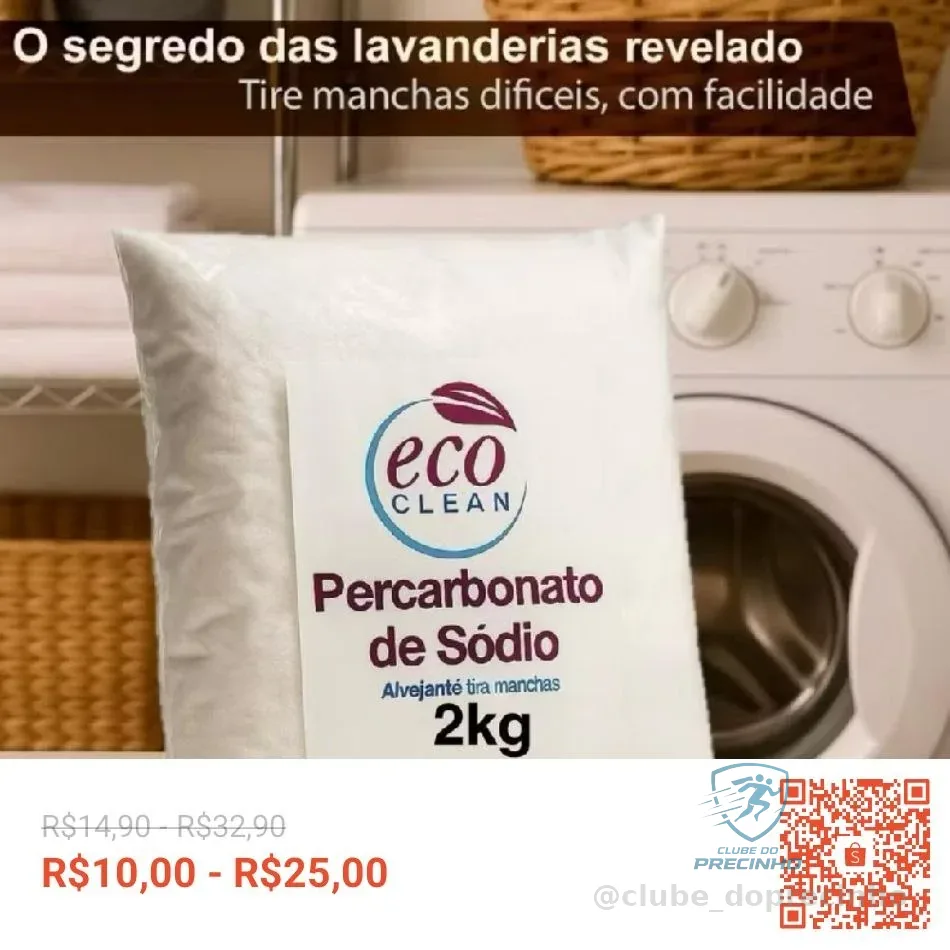 Percarbonato de Sódio 100% Puro Limpeza Em Geral Tira Manchas Roupas Brancas 500g/1kg /2kg