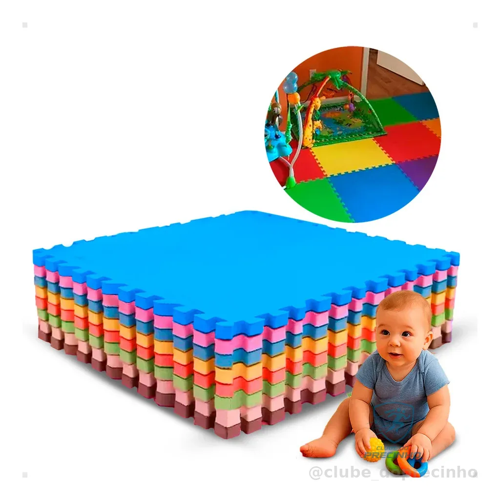 Kit Tapete Tatame Eva Premium Bebê 50x50x1cm 10mm+bordas Babyland Kit 04, 08, 10 e 12 Placas Shopee