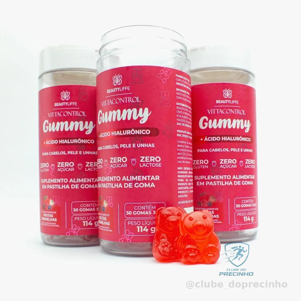 Kit 3 VittaControl Gummy ZERO AÇUCAR - SUPER CONCENTRADO - 1 goma ao dia para Cabelos, Unhas e Pele Shopee