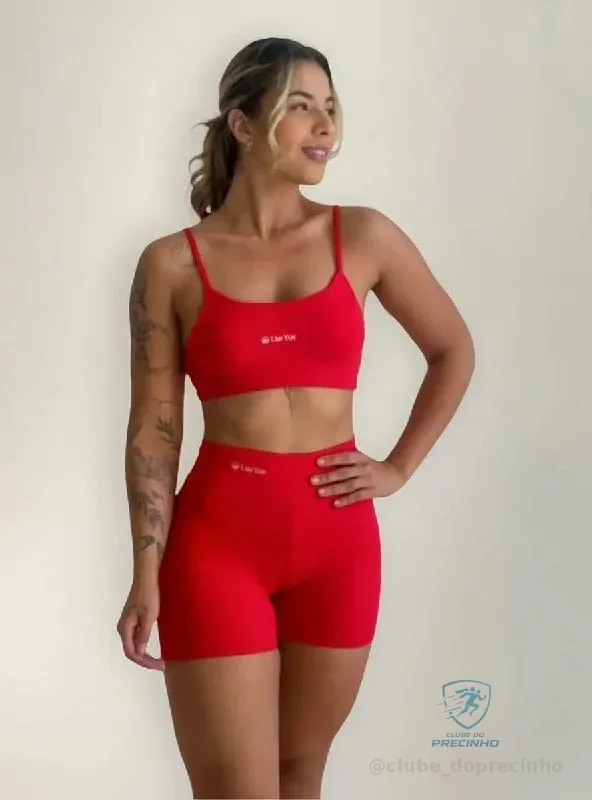 Conjunto Fitness Virginia Top Shorts Meia Coxa Cintura Alta Mercado Livre