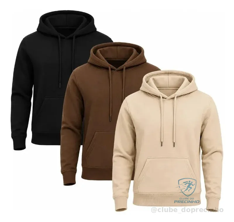 Kit 3 Moletom Blusa de Frio com Capuz Agasalho Canguru Mercado Livre