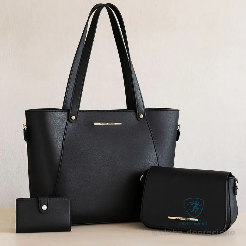 Kit 3 Bolsa Feminina Sacola Shopper Transversal De Ombro Pequena De Lado E Carteira Shopee
