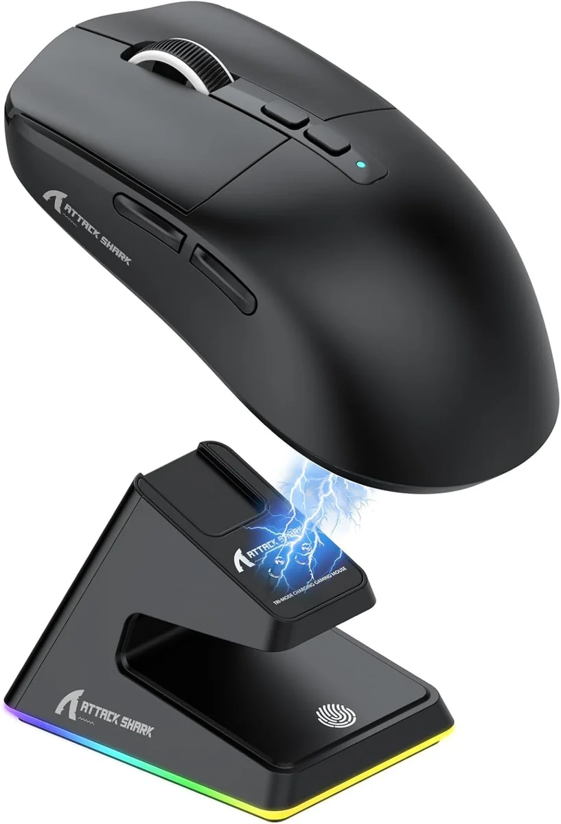 ATTACK SHARK X6 Mouse 49g SUPERLIGHT com dock de carregamento magnético(preto)