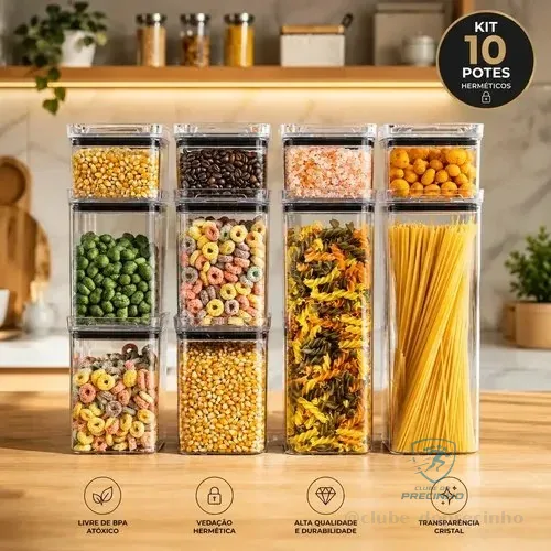 Kit 10 Porta Mantimentos Hermetico, Pote Para Alimentos