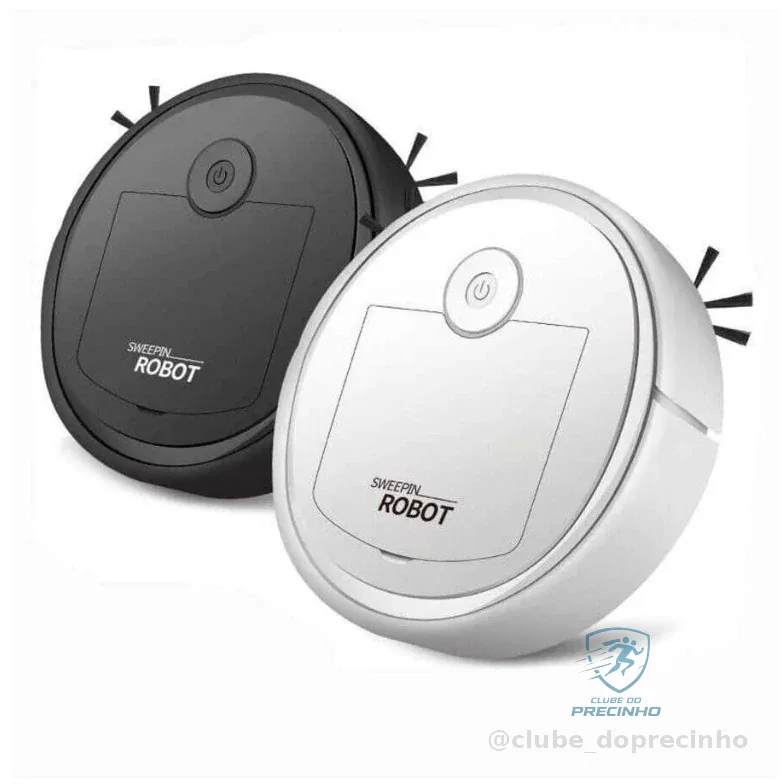 Robô Aspirador Inteligente Branco/Preto - Limpeza Automática e Design Compacto Shopee