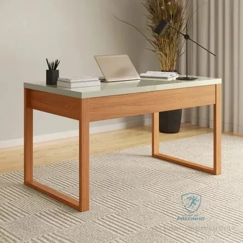 Mesa Escritório Industrial Mdf 135cm Off White/freijó