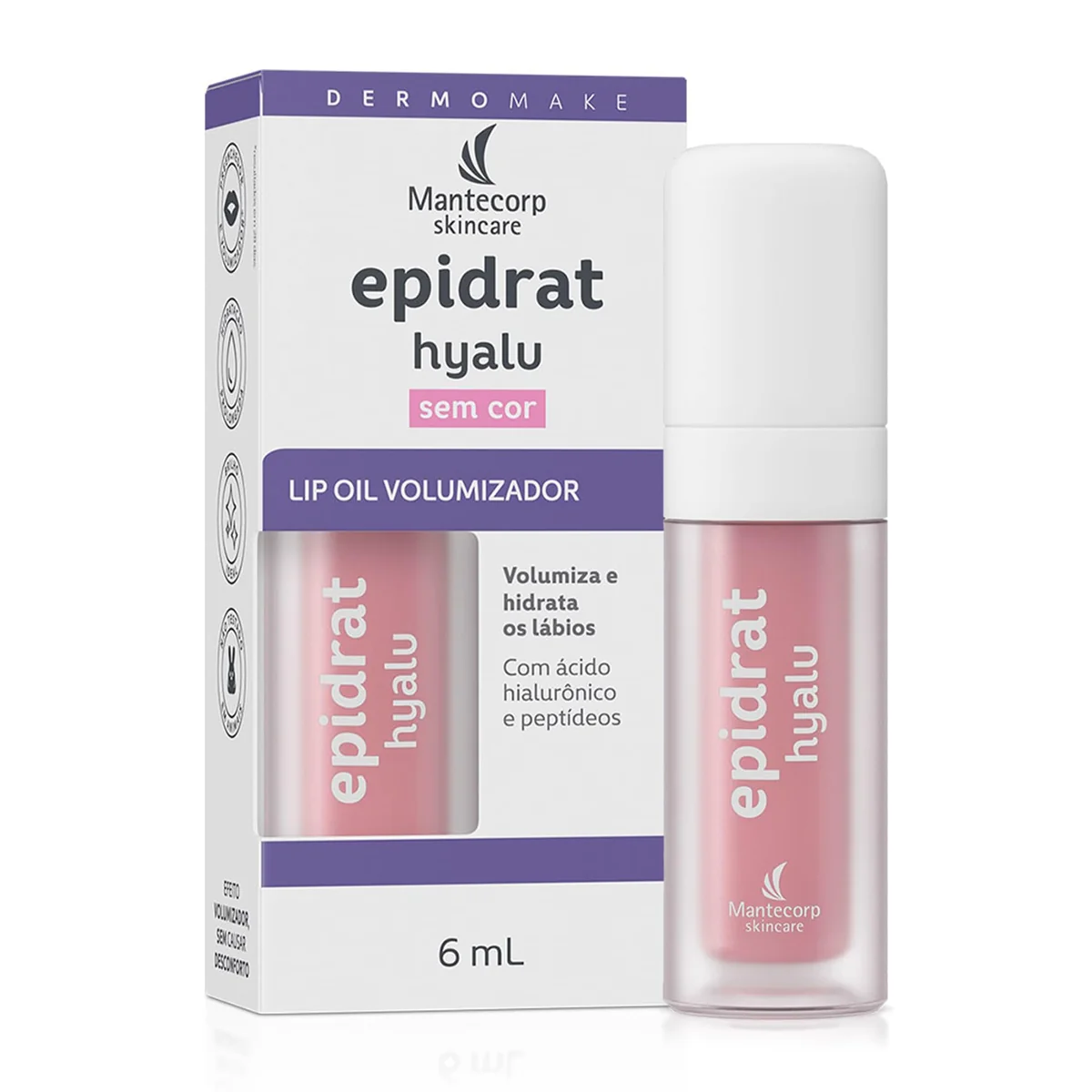 Hidratante Labial Volumizador Epidrat Hyalu Lip Oil 6ml Sem cor Mantecorp Skincare
