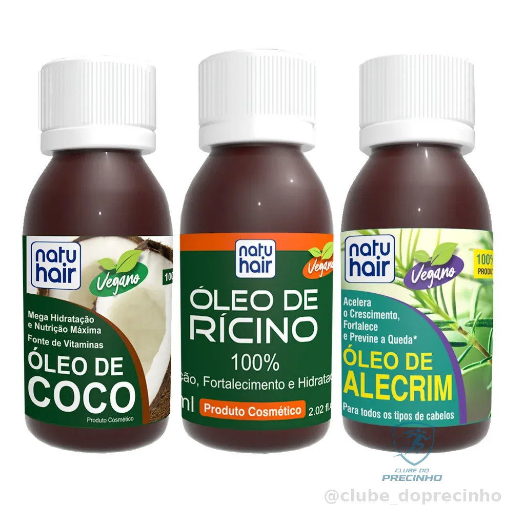Kit Terapia Capilar Óleo de Coco + Rícino + Alecrim Natuhair 60ml Shopee