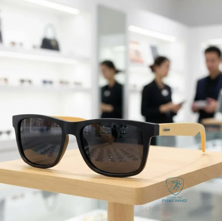 Óculos De Sol Quadrado Doxa Bambu com Proteção UV Cinza-escuro Mercado Livre