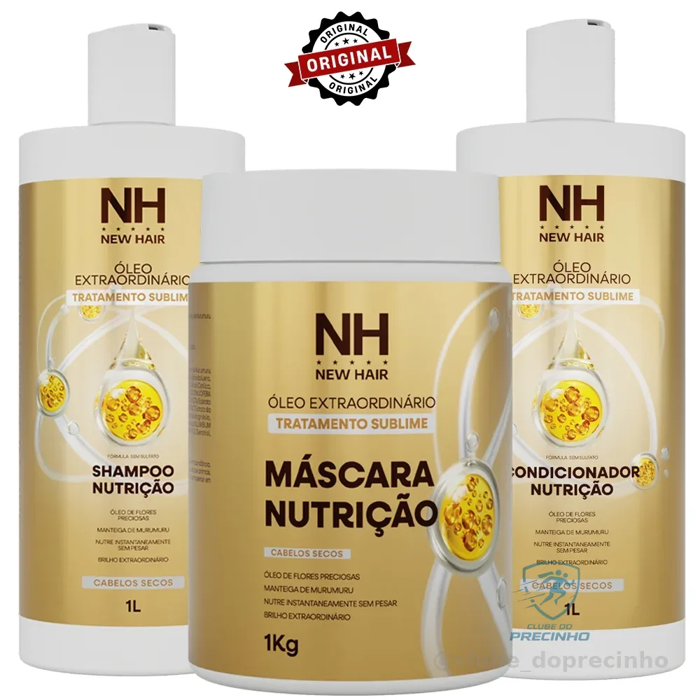 Kit Capilar Óleo Extraordinário NEW HAIR Profissional 1L Salão Shopee