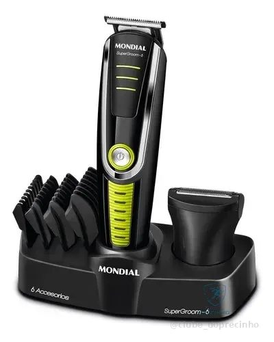 Aparador De Pelos Super Groom 06, Mondial 6w Bg-04 Preto/verde 127/220v