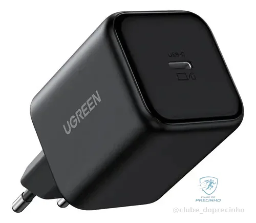 Carregador Turbo Ugreen Gan 45w Usb-c Preto Para Celular Preto