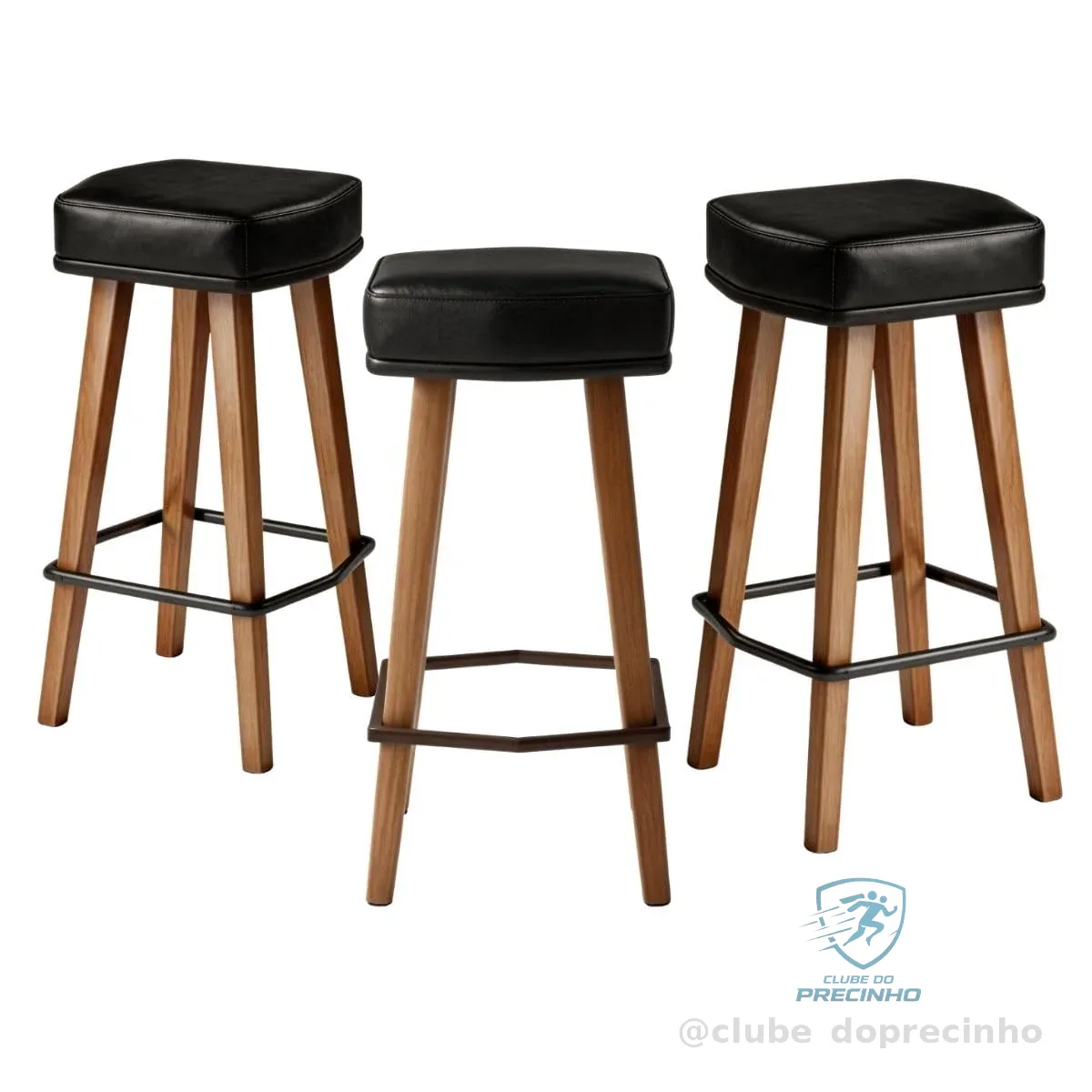 Kit 3 Banquetas para Bar Balcão Bancada cozinha Americana Área Gourmet (Preto, 70 cm do Assento ao chão)