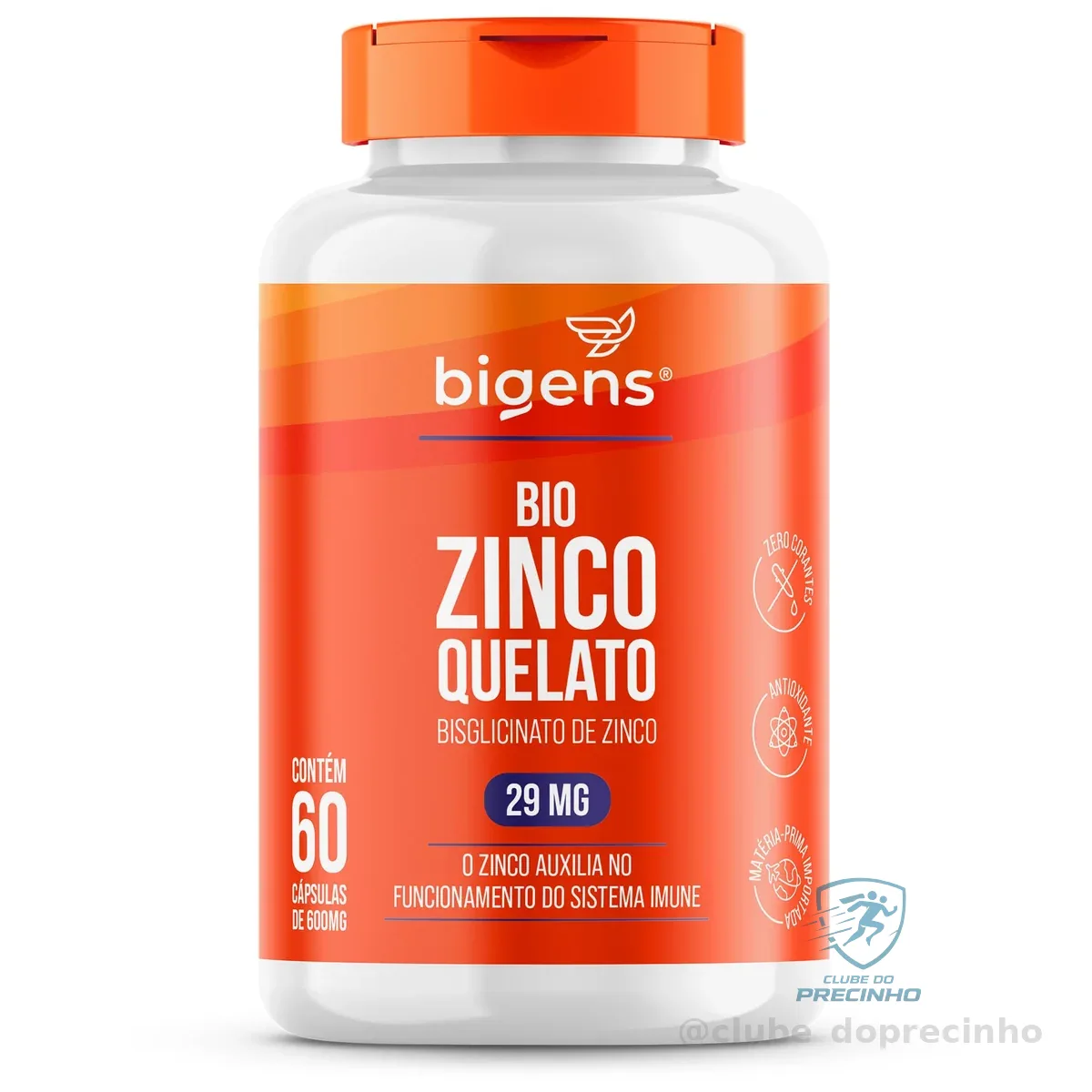 Bio Zinco Quelato 29mg Quelado, Bigens, 60 cápsulas