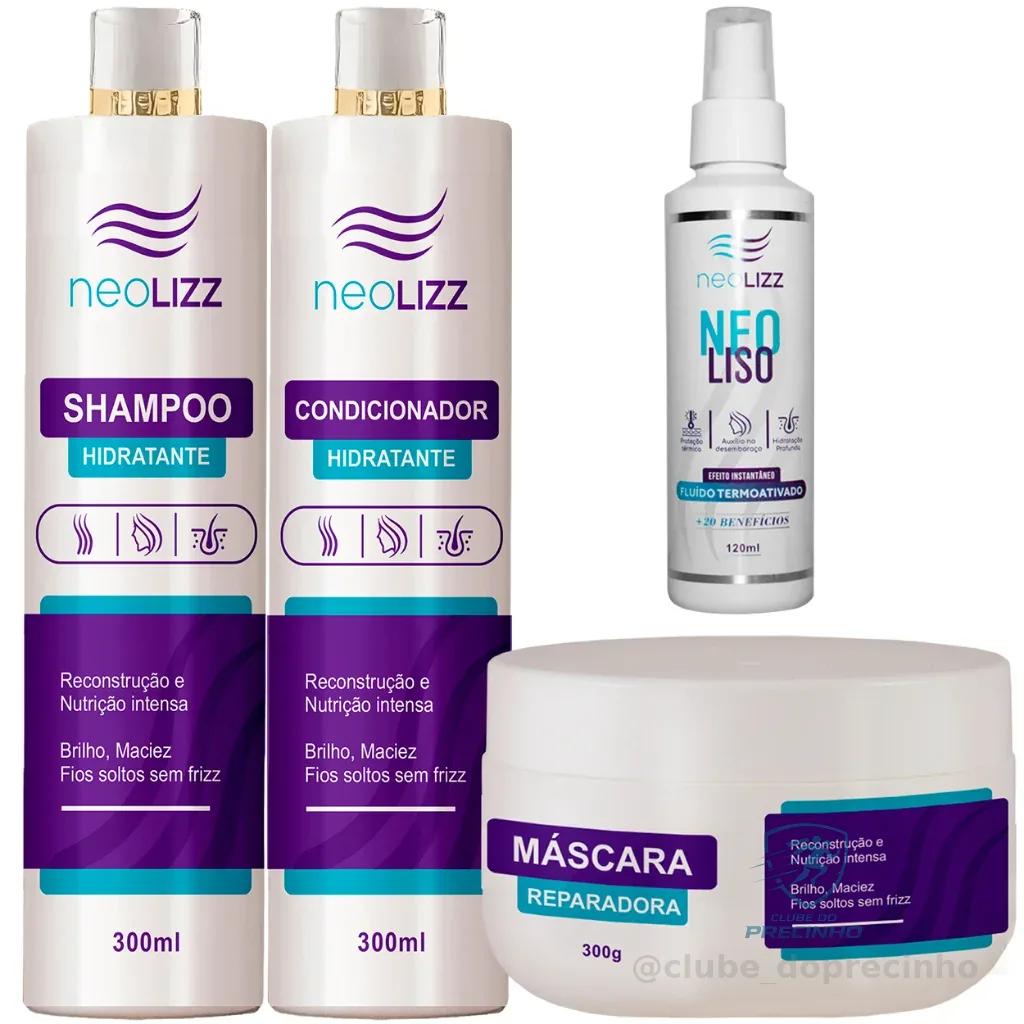 Kit Shampoo + Condicionador + Máscara Reparadora +  Protetor Térmico Shopee