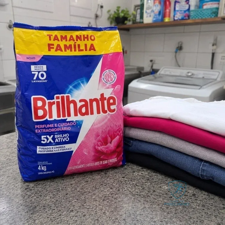 Brilhante Lava-Roupas em Pó Perfume e Cuidado Extraordinário Pacote 4kg
