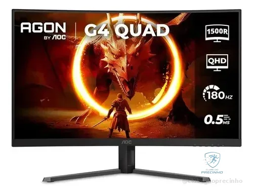 Monitor Gamer Curvo 32 Led Aoc Agon Cq32g4e/57 Qhd 180hz Preto 127/220v