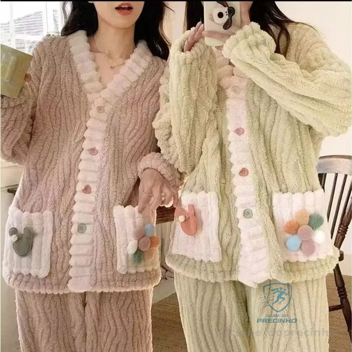 Conjunto de Pijama Feminino Inverno Soft Manga Longa e Calça Longa Shopee