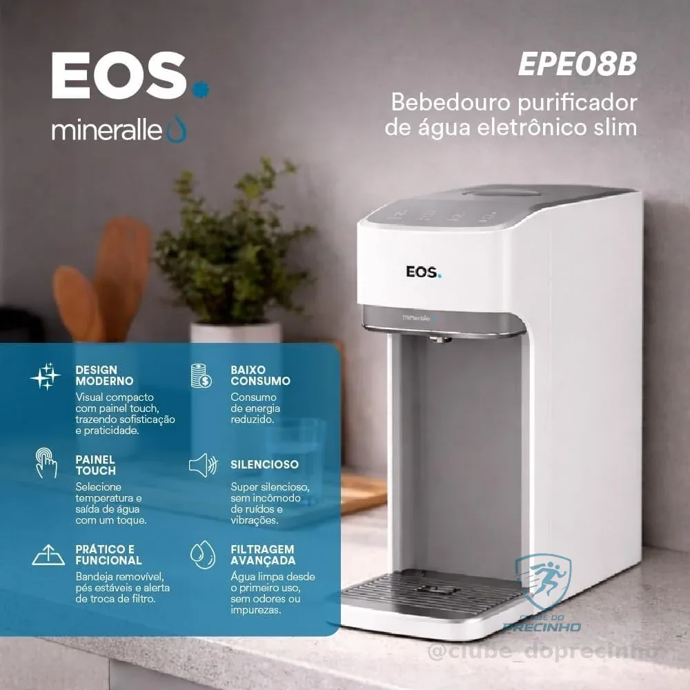 🇧🇷🇧🇷🇧🇷 Purificador de Água Eos Mineralle Slim Touch Eletrônico Branco Epe08b Bivolt