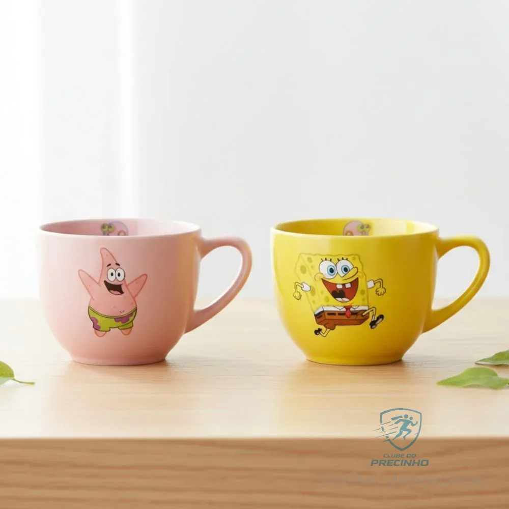 Caneca do Bob Esponja, Presentes Criativos, Geek, Colecionáveis, kit 2 canecas 170ml Shopee