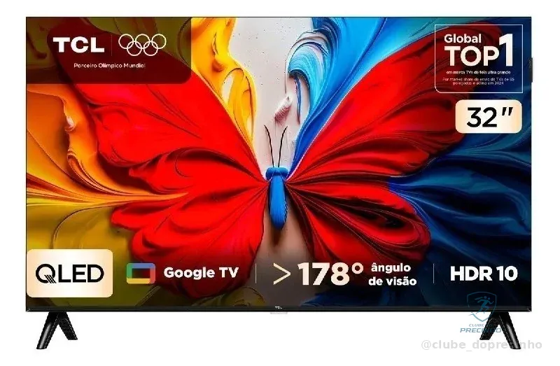 🇧🇷🇧🇷🇧🇷 TCL, Smart TV, 32 Polegadas, HD QLED, WiFi, Bluetooth, Google TV, 2 HDMI, HDR10, Dolby Audio, 32S5K