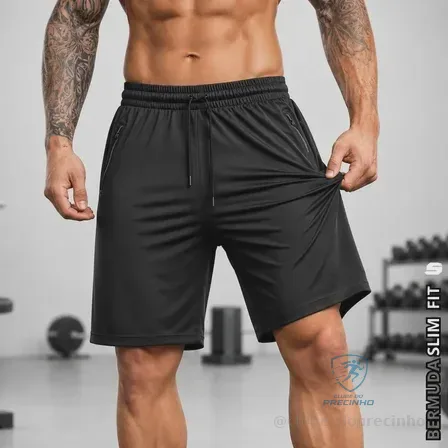 Bermuda Masculina Slim Fit Esportiva Com Elastano Poliamida Mercado Livre