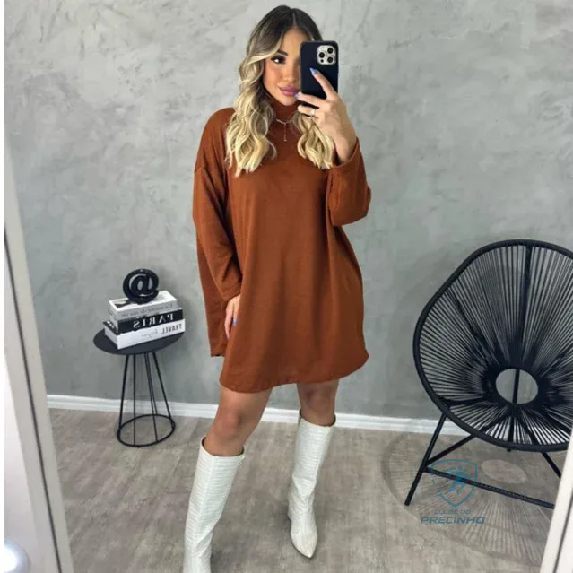 Vestido Poncho Feminino Lanzinha Gola Alta Manga Longa Inverno blusa frio moda junina presente Shopee
