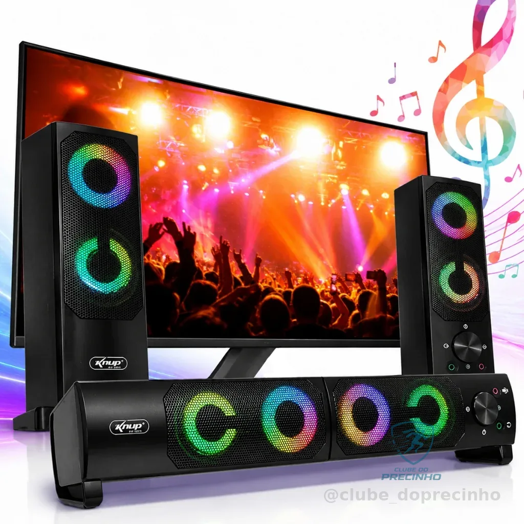 Caixa de Som Knup KP-6040 2.0 USB Subwoofer LED para PC Notebook Alta Potência Shopee